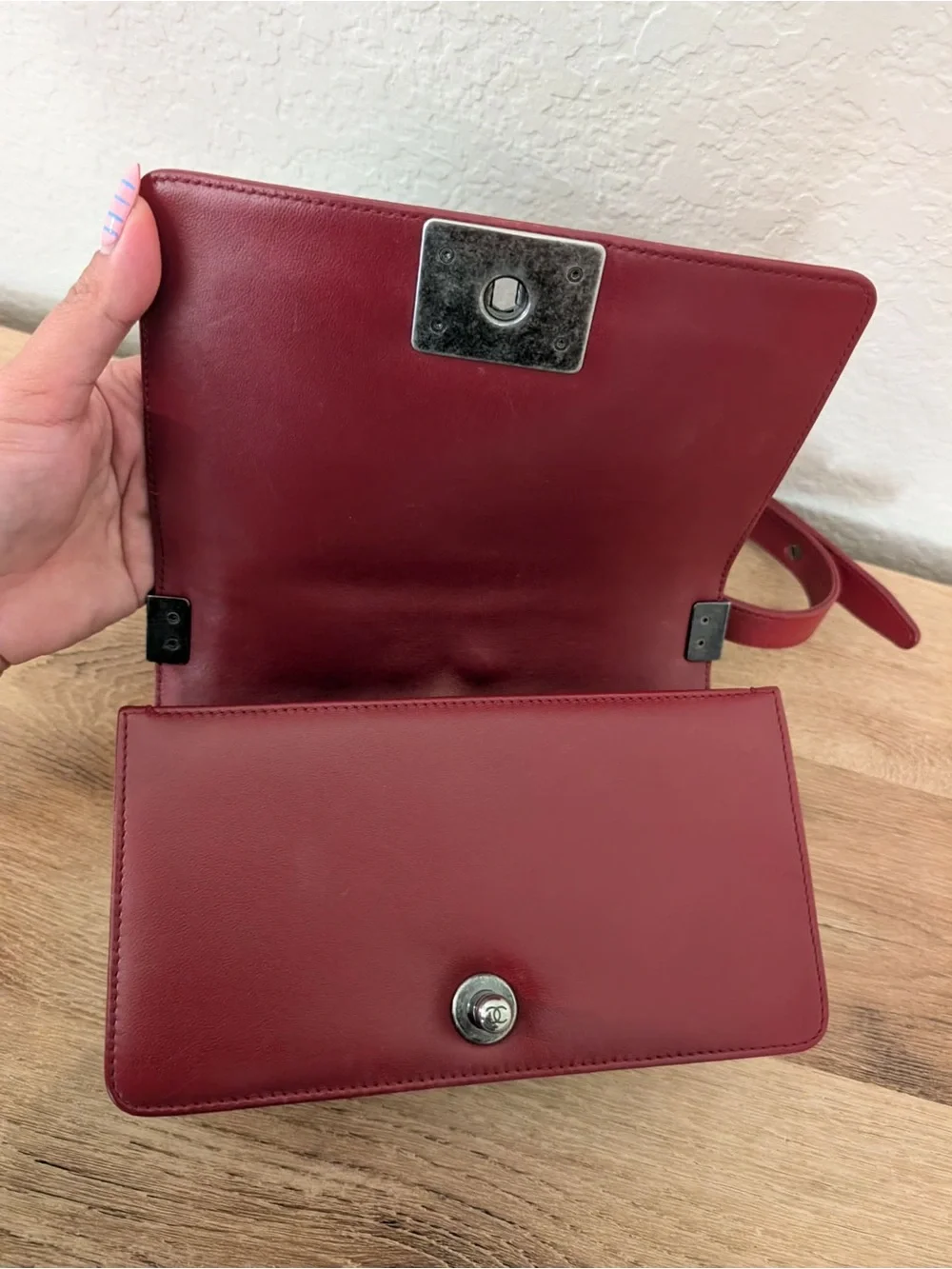 CHANEL Quilted Boy Crossbody Bag - Deep Wine Red
